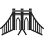A black icon of the Brooklyn Bridge.